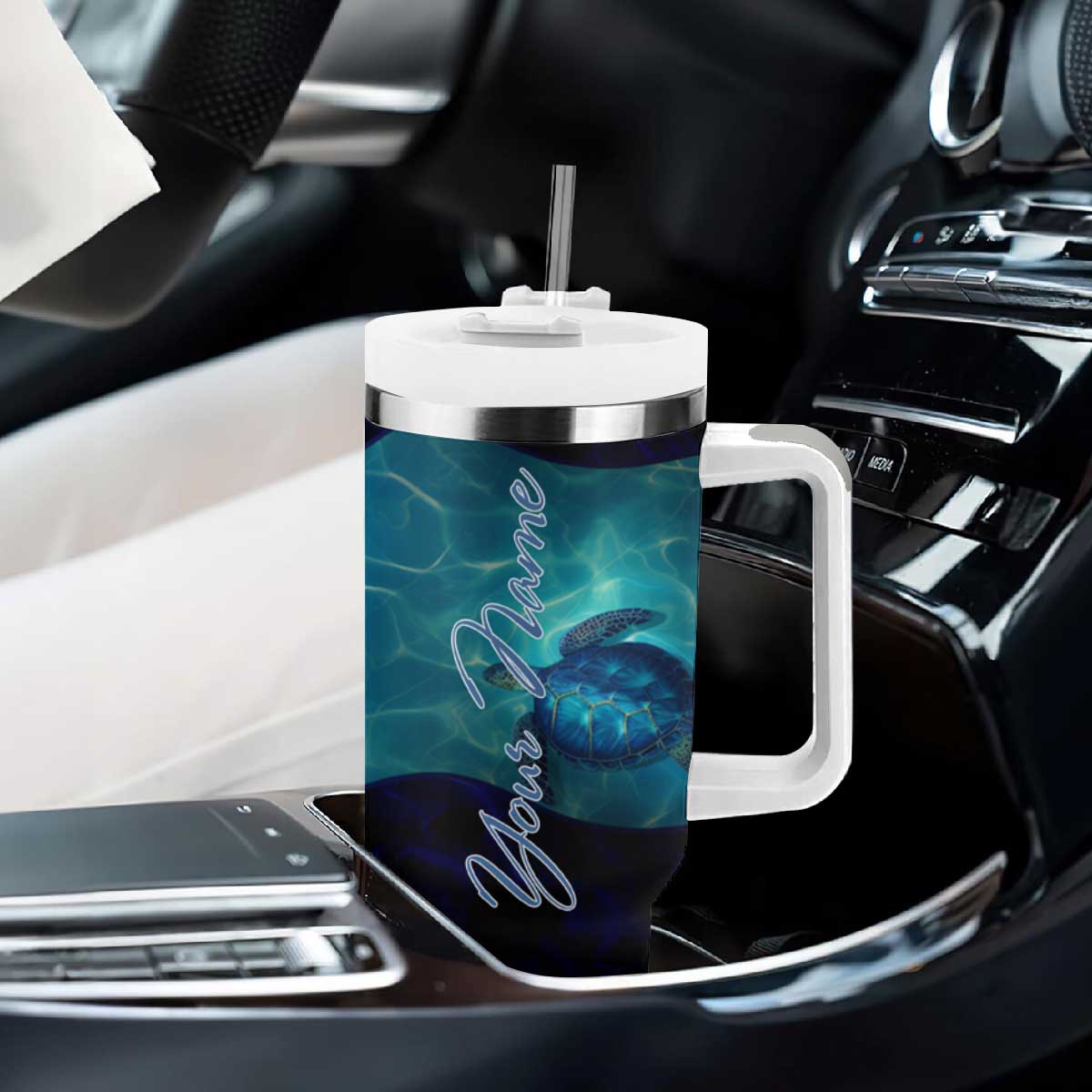 Sea Turtle Tumbler With Handle Personalized TS04 Print Your Wear