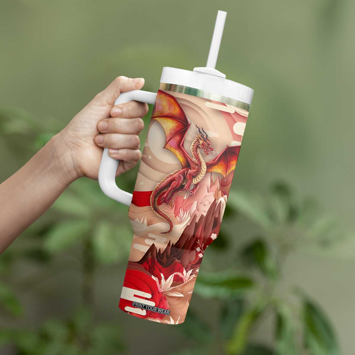 Dragon Quiling Paper Tumbler With Handle Personalized TS04 Print Your Wear