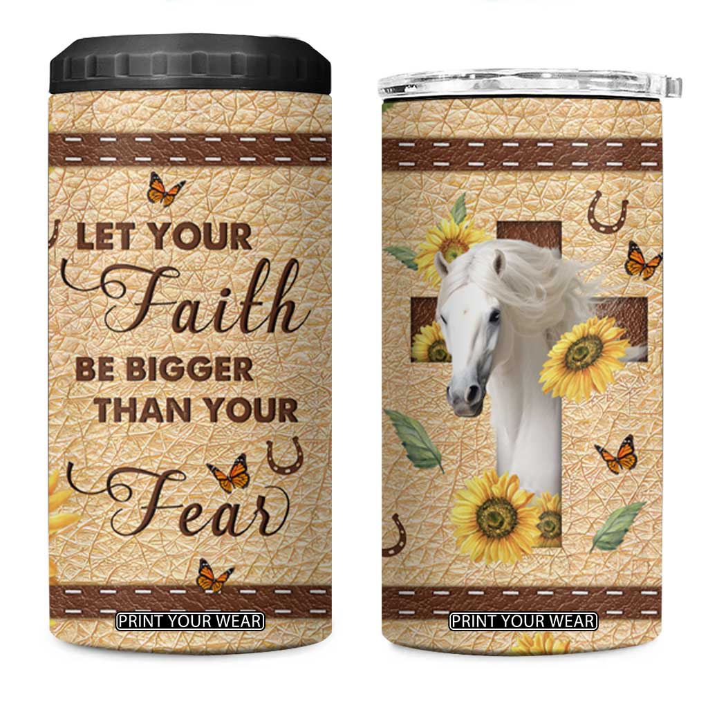 Horse Let Your Faith Be Bigger Than Your Fear 4 in 1 Can Cooler Tumbler Personalized TS04 One Size: 16 oz Multicolor Print Your Wear
