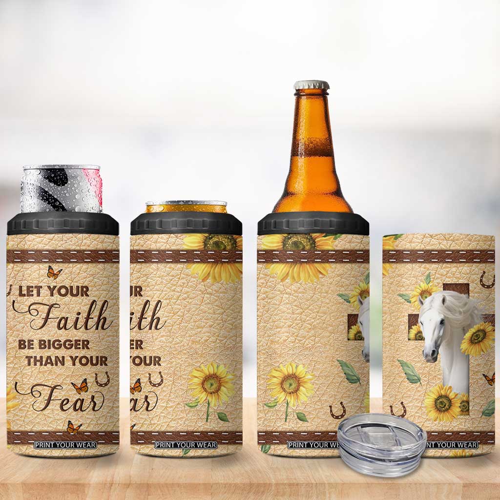 Horse Let Your Faith Be Bigger Than Your Fear 4 in 1 Can Cooler Tumbler Personalized TS04 Print Your Wear