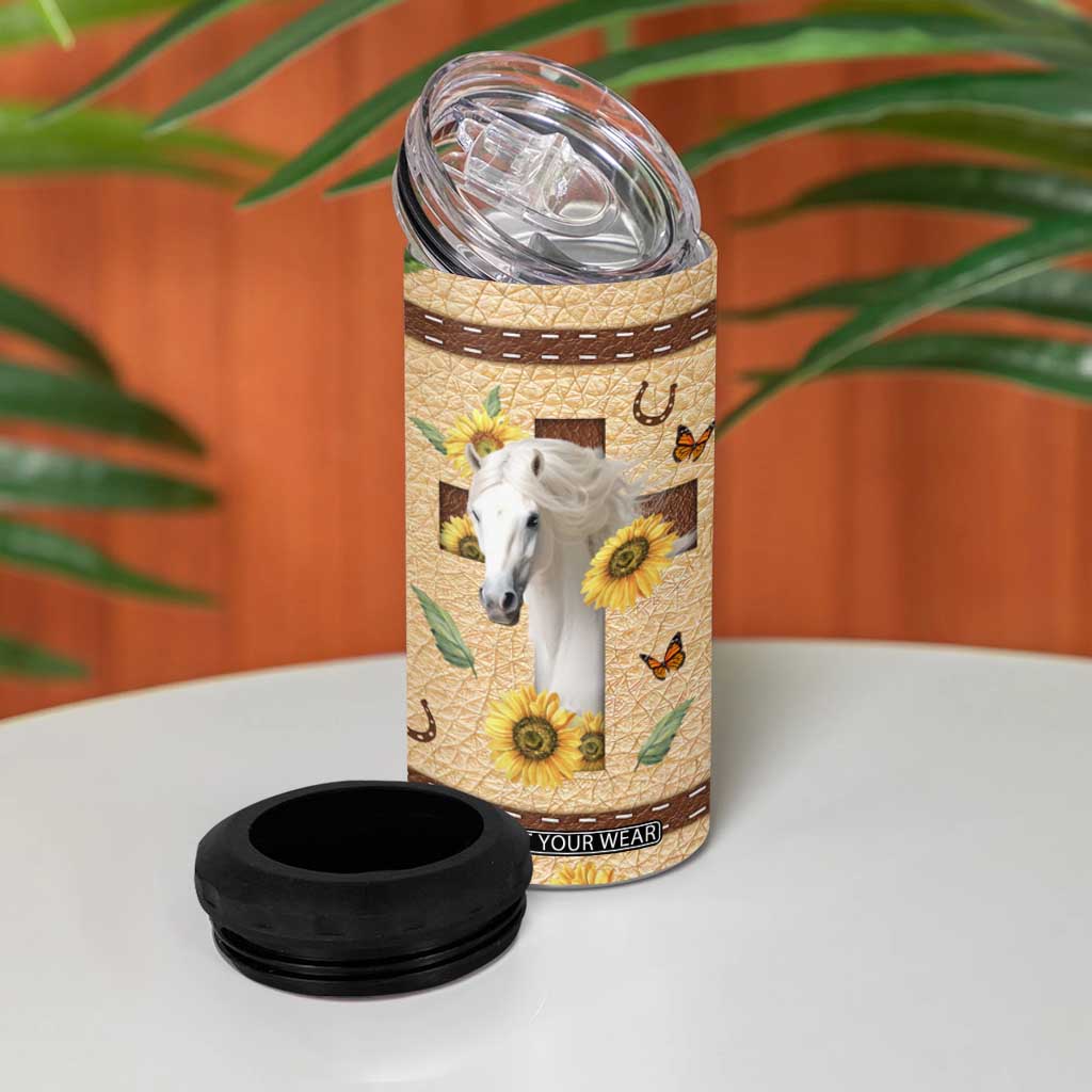 Horse Let Your Faith Be Bigger Than Your Fear 4 in 1 Can Cooler Tumbler Personalized TS04 Print Your Wear