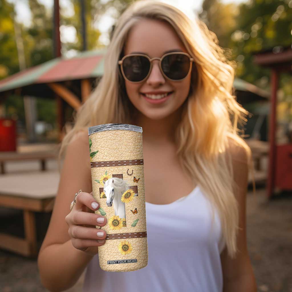 Horse Let Your Faith Be Bigger Than Your Fear Skinny Tumbler Personalized TS04 Print Your Wear