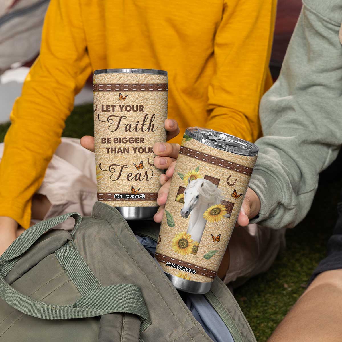 Horse Let Your Faith Be Bigger Than Your Fear Tumbler Cup Personalized TS04 Print Your Wear