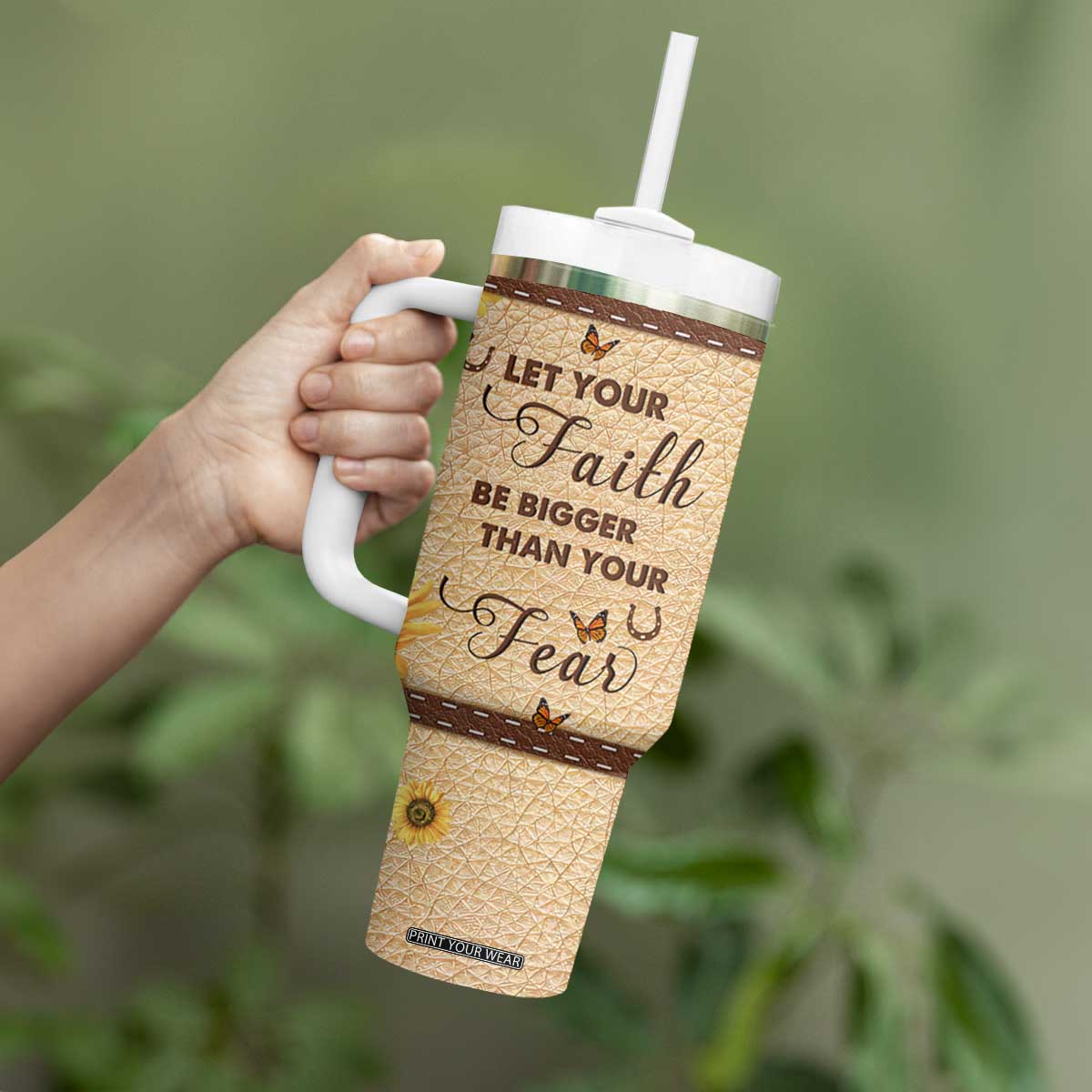 Horse Let Your Faith Be Bigger Than Your Fear Tumbler With Handle Personalized TS04 Print Your Wear