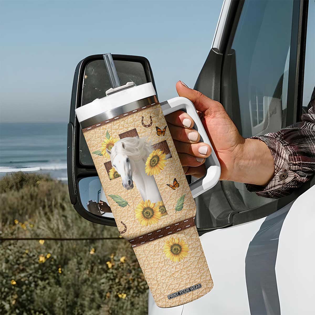 Horse Let Your Faith Be Bigger Than Your Fear Tumbler With Handle Personalized TS04 Print Your Wear