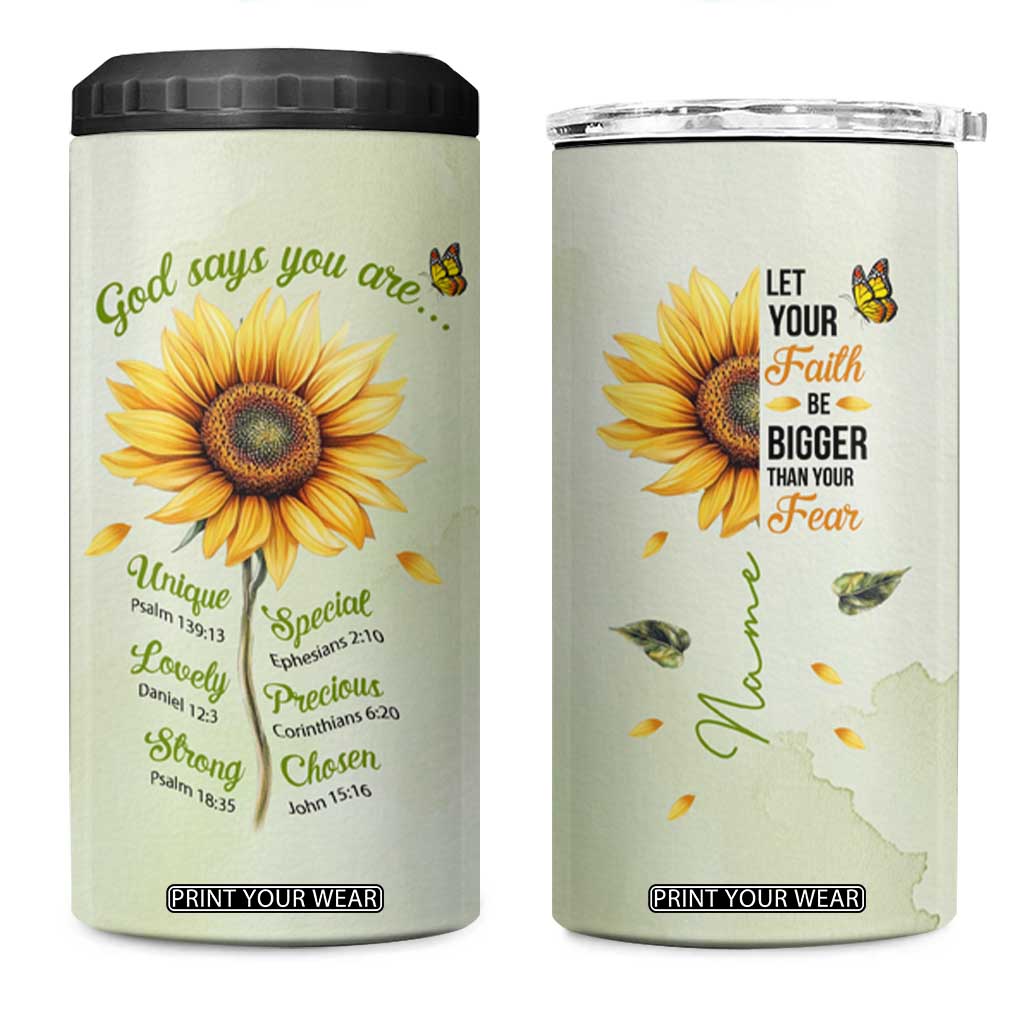 Over Fear Sunflower 4 in 1 Can Cooler Tumbler Personalized TS04 One Size: 16 oz Multicolor Print Your Wear