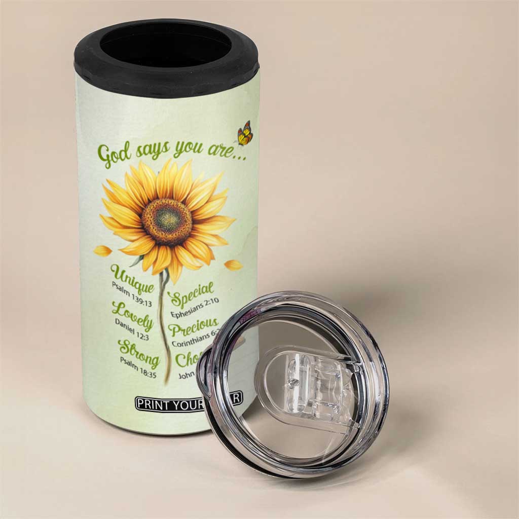 Over Fear Sunflower 4 in 1 Can Cooler Tumbler Personalized TS04 Print Your Wear