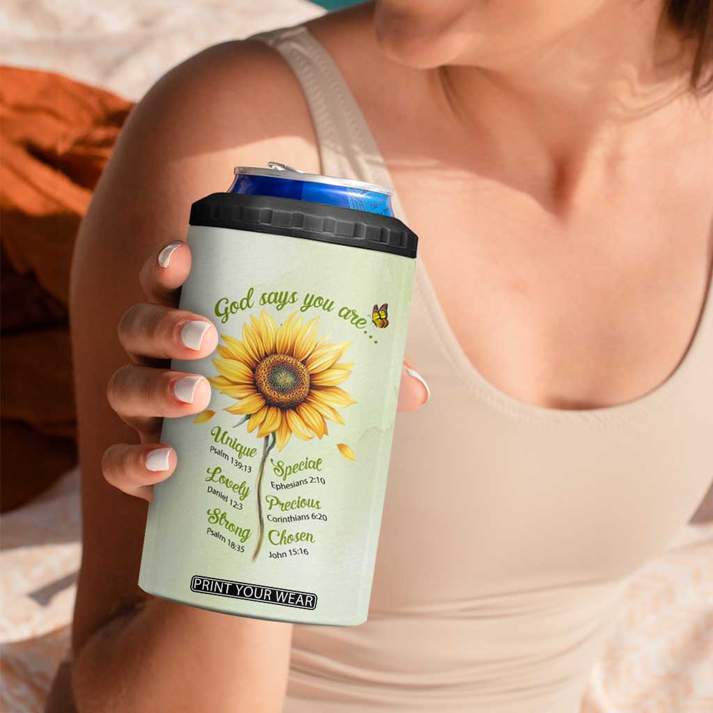 Over Fear Sunflower 4 in 1 Can Cooler Tumbler Personalized TS04 Print Your Wear