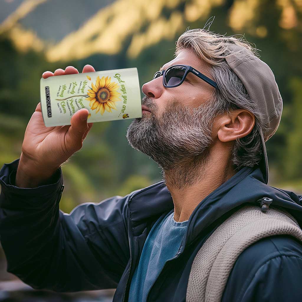 Over Fear Sunflower 4 in 1 Can Cooler Tumbler Personalized TS04 Print Your Wear