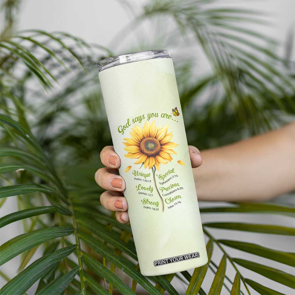 Over Fear Sunflower Skinny Tumbler Personalized TS04 Print Your Wear