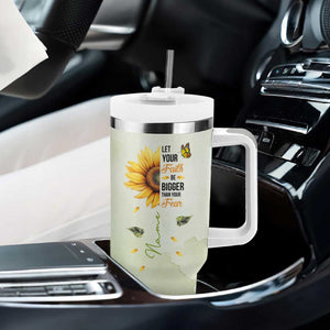 Over Fear Sunflower Tumbler With Handle Personalized TS04 Print Your Wear
