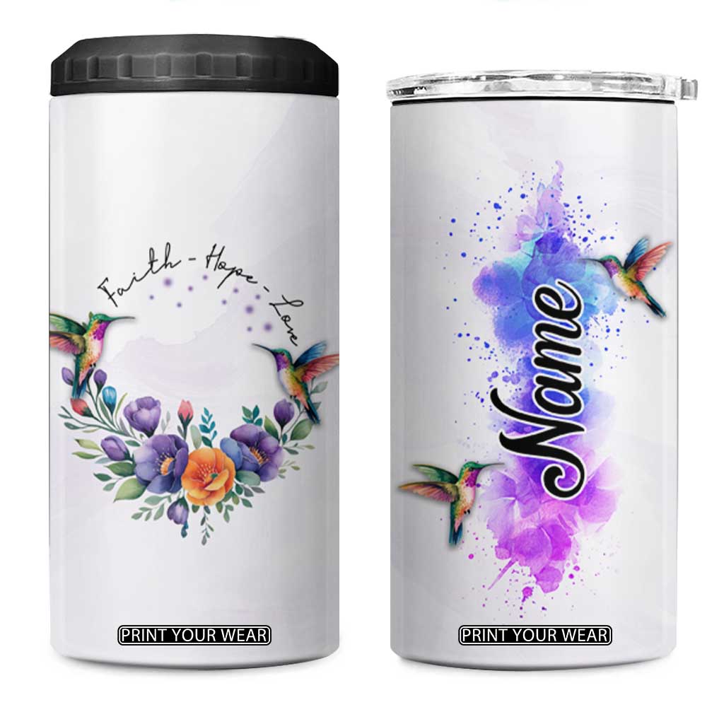 Faith Hope Love Hummingbird 4 in 1 Can Cooler Tumbler Personalized TS04 One Size: 16 oz Multicolor Print Your Wear