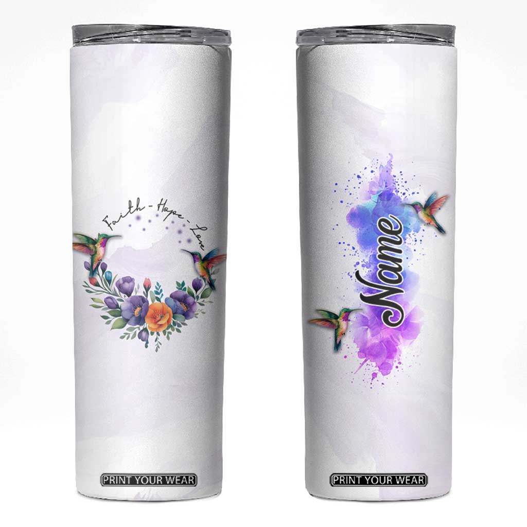 Faith Hope Love Hummingbird Skinny Tumbler Personalized TS04 Multicolor Print Your Wear
