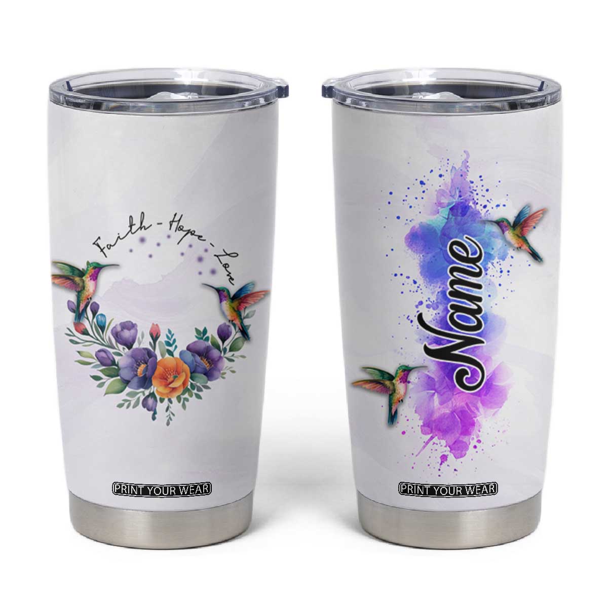 Faith Hope Love Hummingbird Tumbler Cup Personalized TS04 Multicolor Print Your Wear