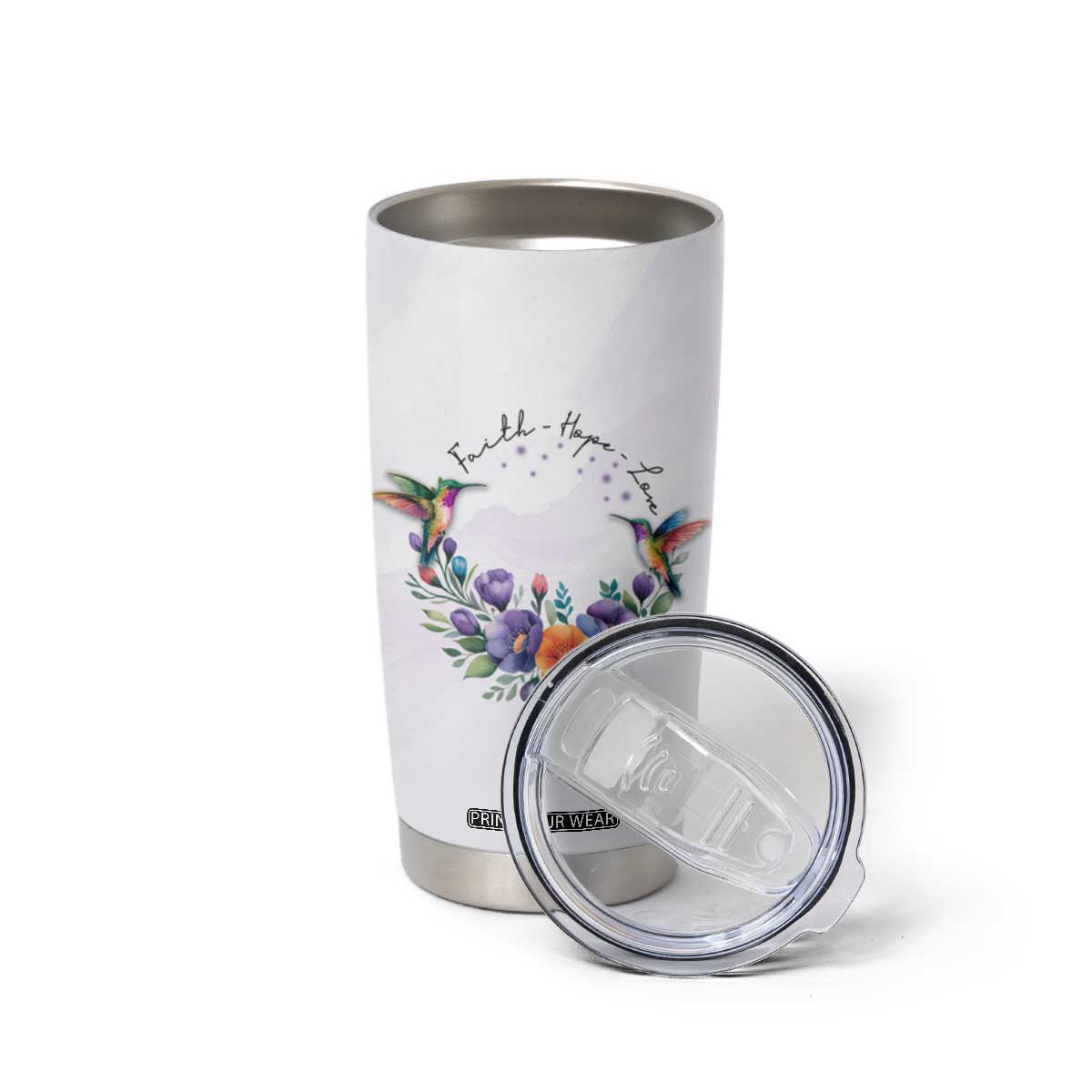 Faith Hope Love Hummingbird Tumbler Cup Personalized TS04 Print Your Wear