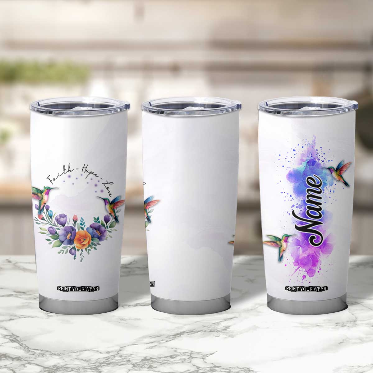 Faith Hope Love Hummingbird Tumbler Cup Personalized TS04 Print Your Wear