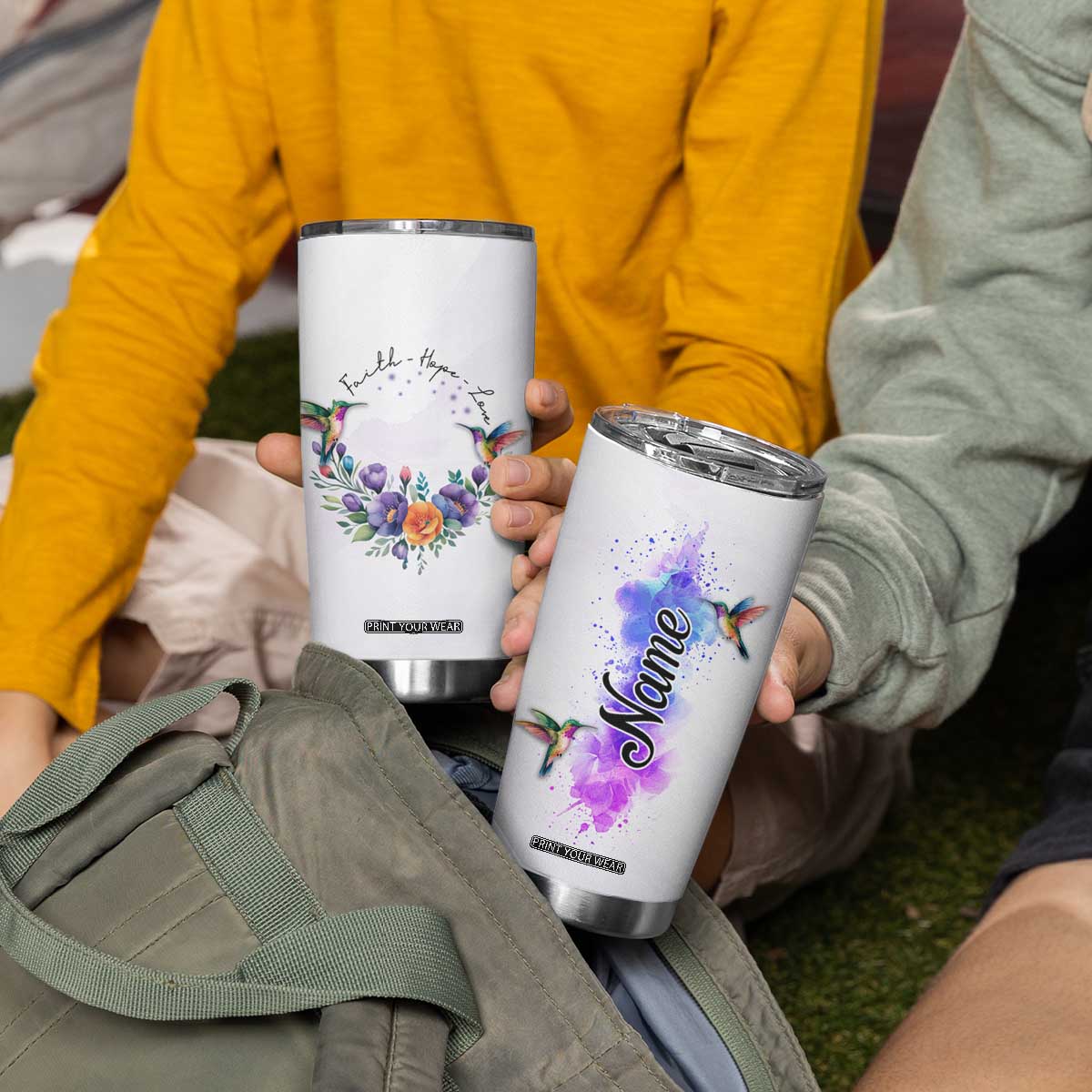 Faith Hope Love Hummingbird Tumbler Cup Personalized TS04 Print Your Wear