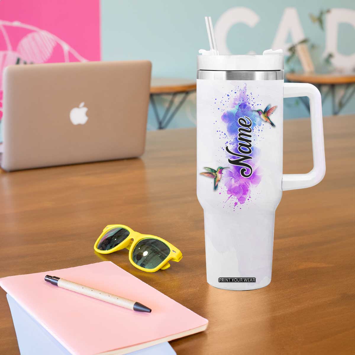 Faith Hope Love Hummingbird Tumbler With Handle Personalized TS04 Print Your Wear