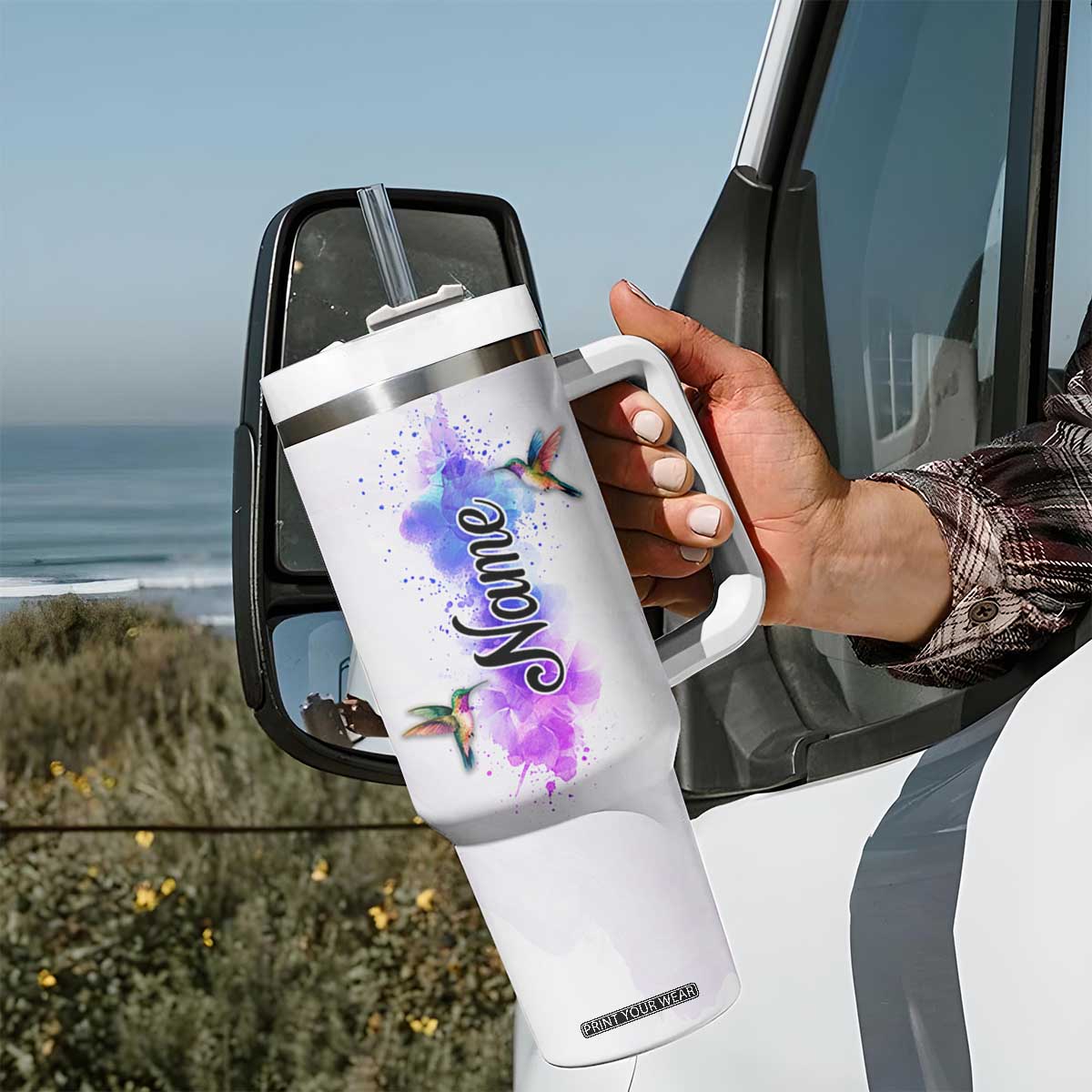 Faith Hope Love Hummingbird Tumbler With Handle Personalized TS04 Print Your Wear