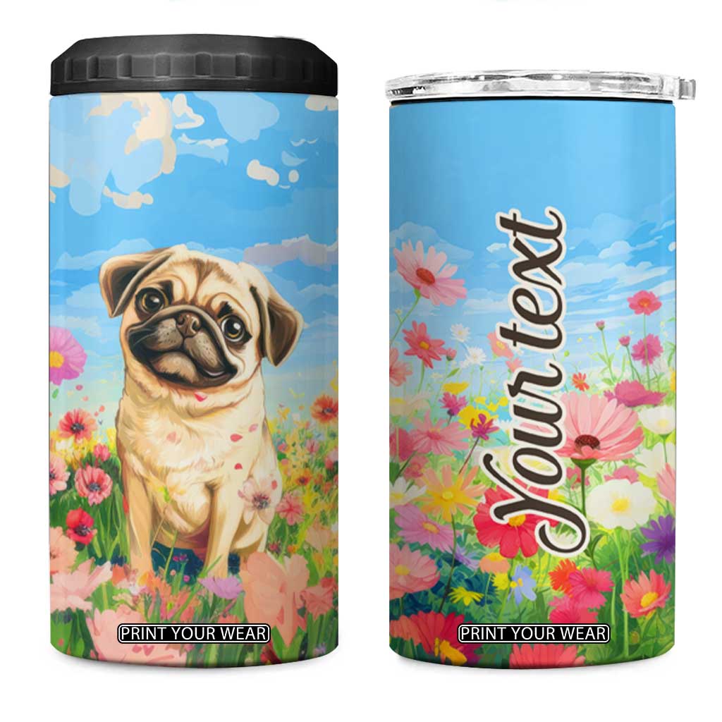 Retro Pug 4 in 1 Can Cooler Tumbler Personalized TS04 One Size: 16 oz Multicolor Print Your Wear