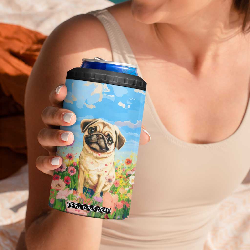 Retro Pug 4 in 1 Can Cooler Tumbler Personalized TS04 Print Your Wear