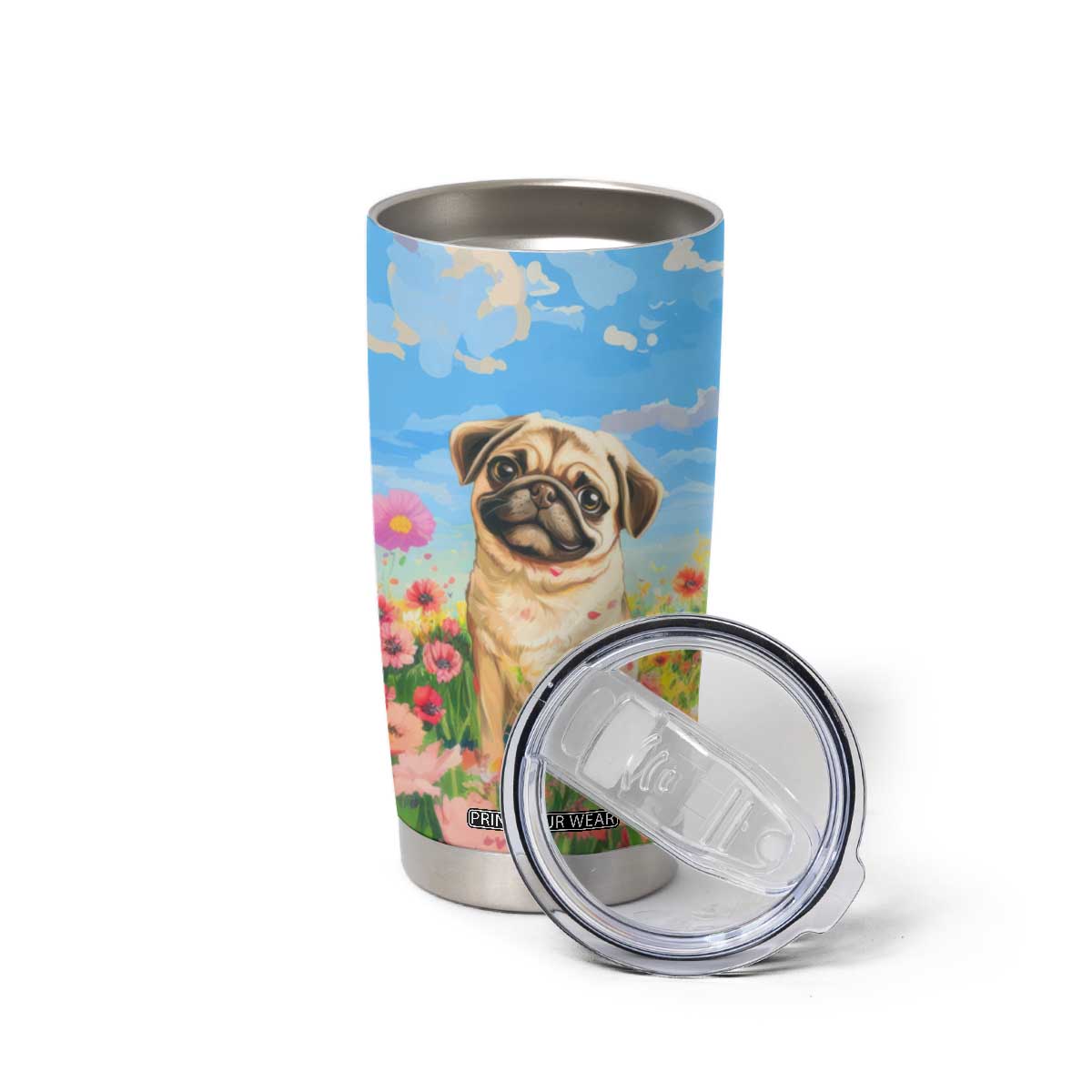 Retro Pug Tumbler Cup Personalized TS04 Print Your Wear