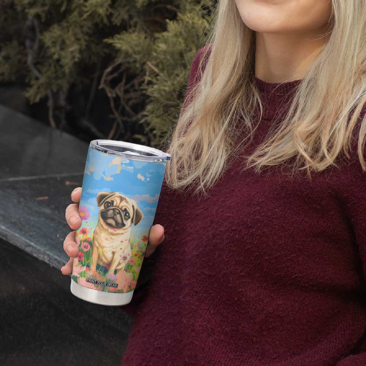 Retro Pug Tumbler Cup Personalized TS04 Print Your Wear