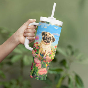 Retro Pug Tumbler With Handle Personalized TS04 Print Your Wear