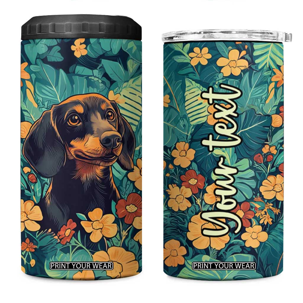 Retro Dachshund 4 in 1 Can Cooler Tumbler Personalized TS04 One Size: 16 oz Multicolor Print Your Wear