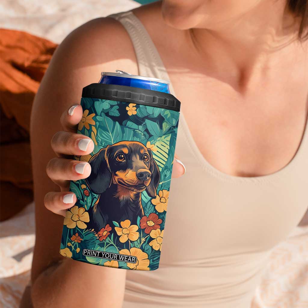 Retro Dachshund 4 in 1 Can Cooler Tumbler Personalized TS04 Print Your Wear