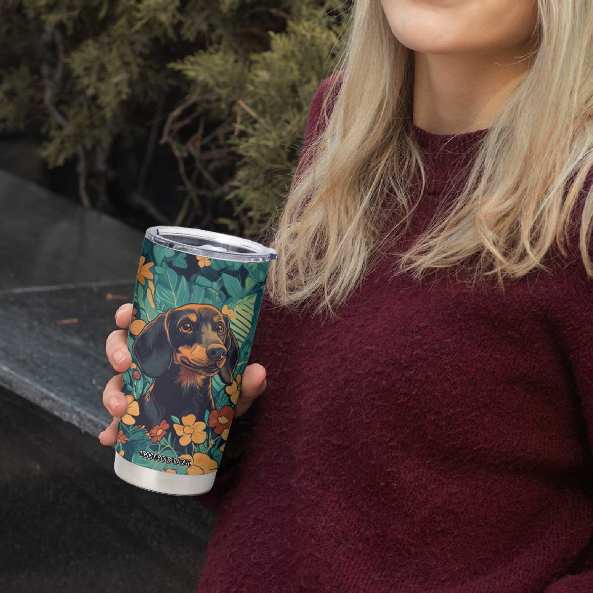 Retro Dachshund Tumbler Cup Personalized TS04 Print Your Wear