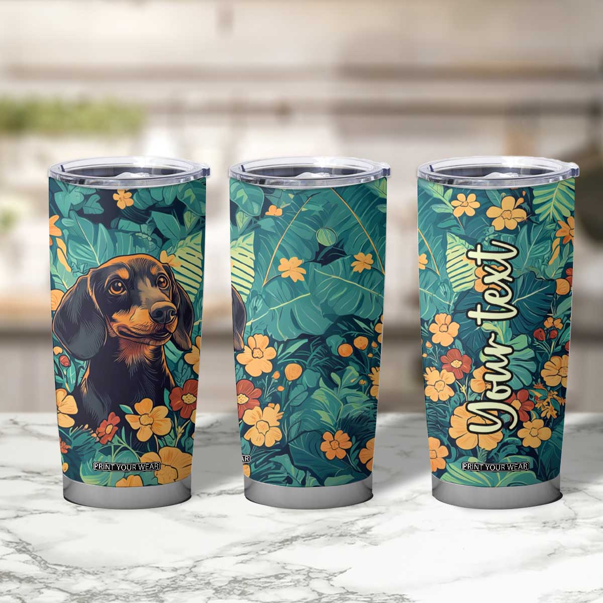 Retro Dachshund Tumbler Cup Personalized TS04 Print Your Wear