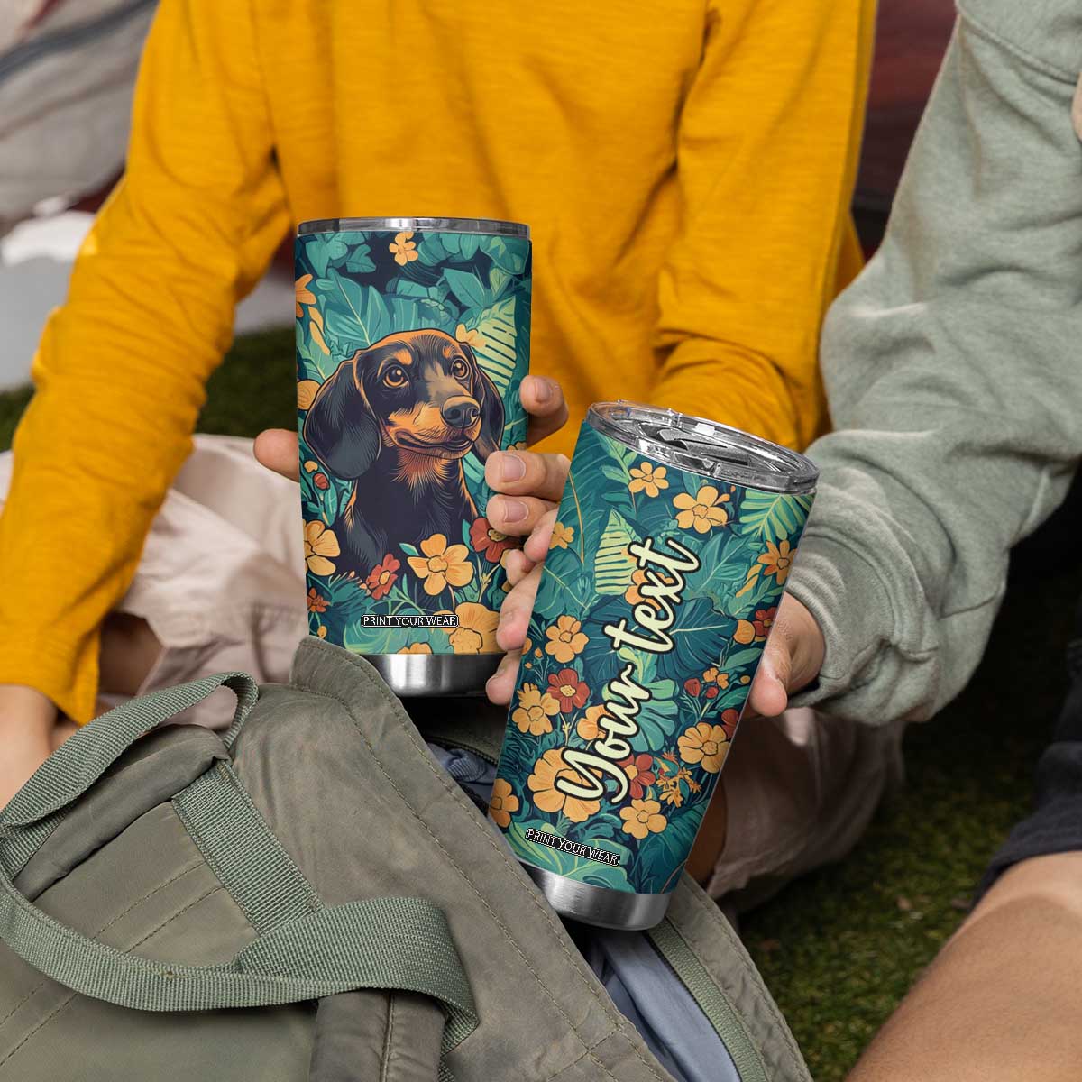 Retro Dachshund Tumbler Cup Personalized TS04 Print Your Wear