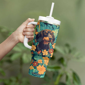 Retro Dachshund Tumbler With Handle Personalized TS04 Print Your Wear