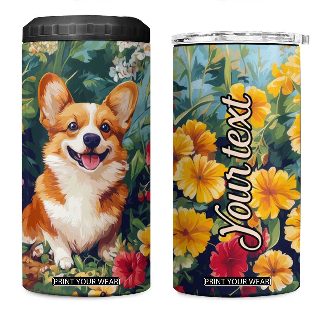 Retro Corgi 4 in 1 Can Cooler Tumbler Personalized TS04 One Size: 16 oz Multicolor Print Your Wear