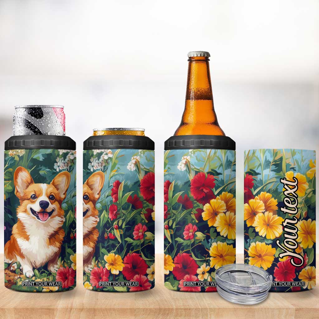 Retro Corgi 4 in 1 Can Cooler Tumbler Personalized TS04 Print Your Wear