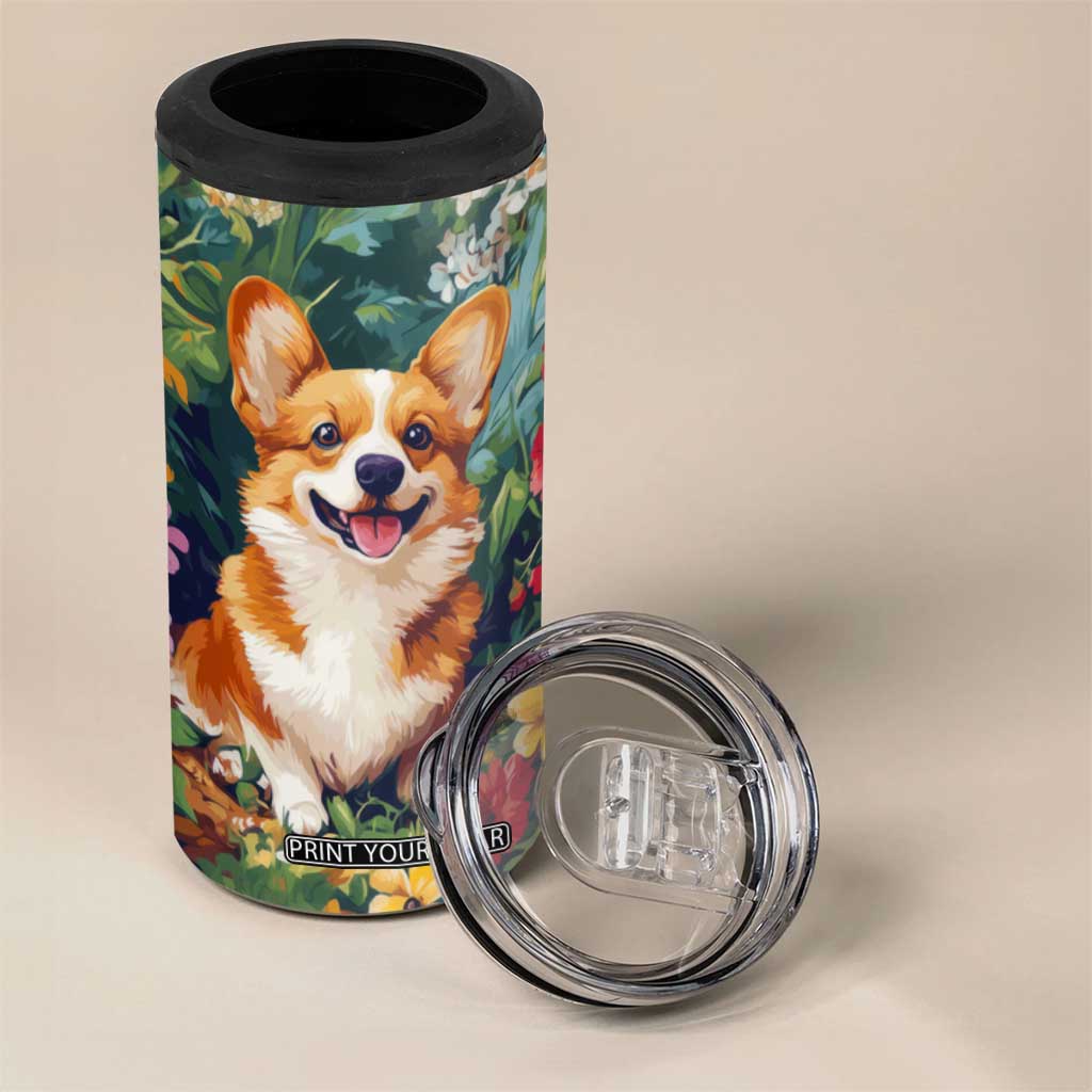 Retro Corgi 4 in 1 Can Cooler Tumbler Personalized TS04 Print Your Wear