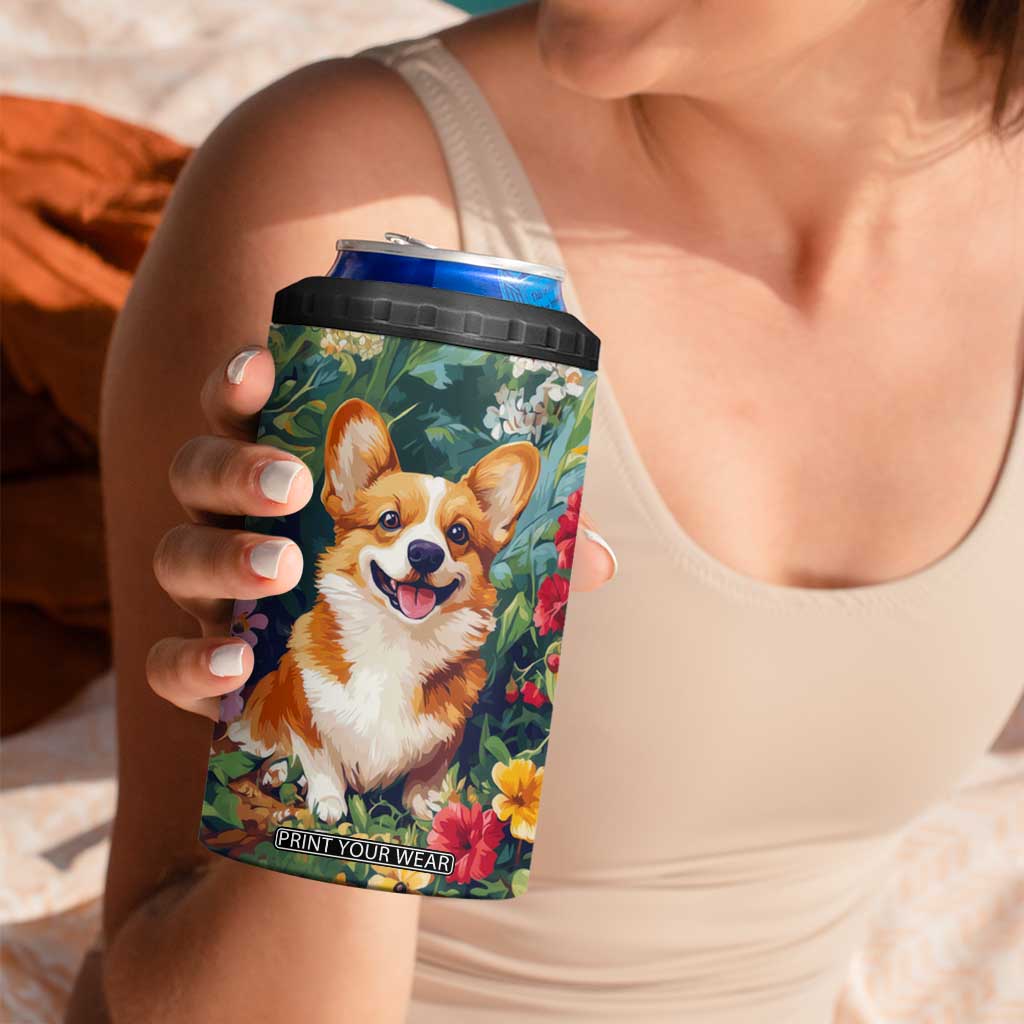 Retro Corgi 4 in 1 Can Cooler Tumbler Personalized TS04 Print Your Wear