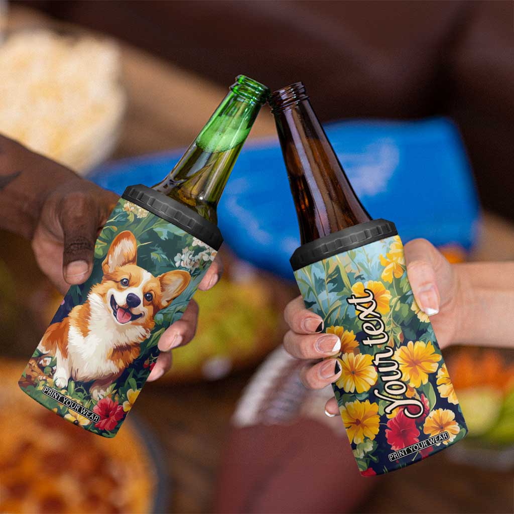 Retro Corgi 4 in 1 Can Cooler Tumbler Personalized TS04 Print Your Wear