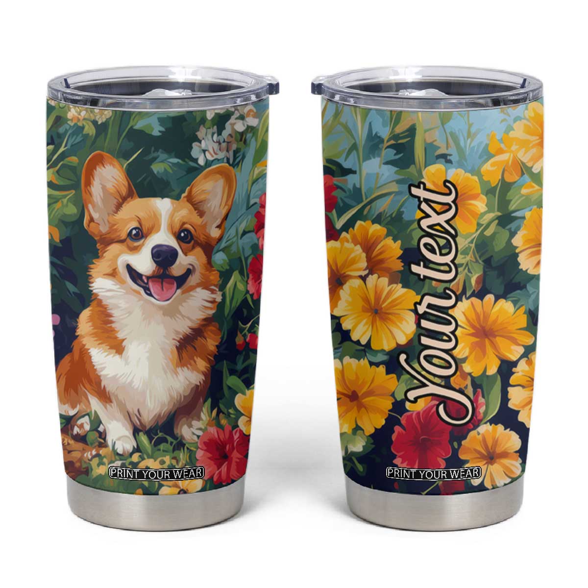 Retro Corgi Tumbler Cup Personalized TS04 Multicolor Print Your Wear