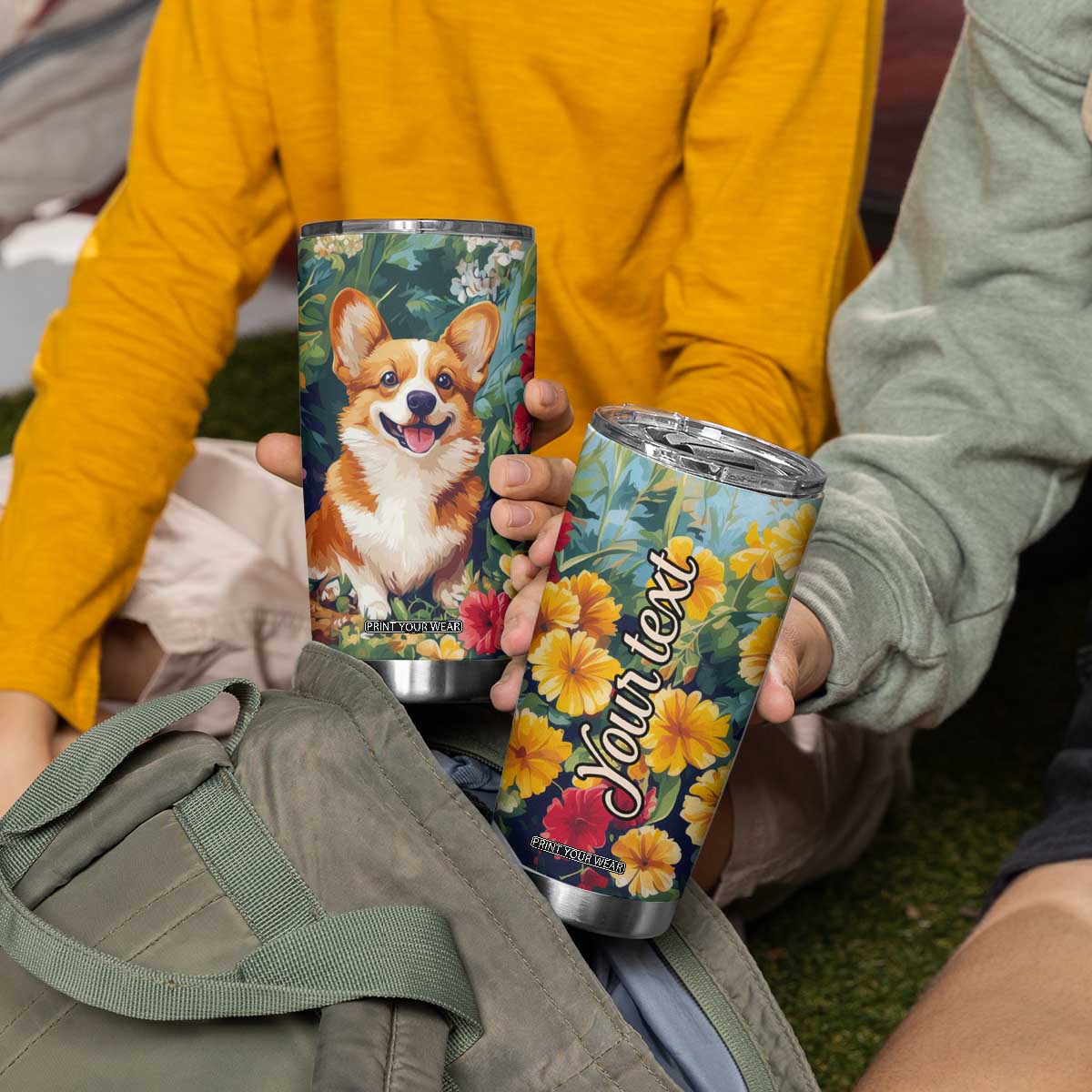 Retro Corgi Tumbler Cup Personalized TS04 Print Your Wear