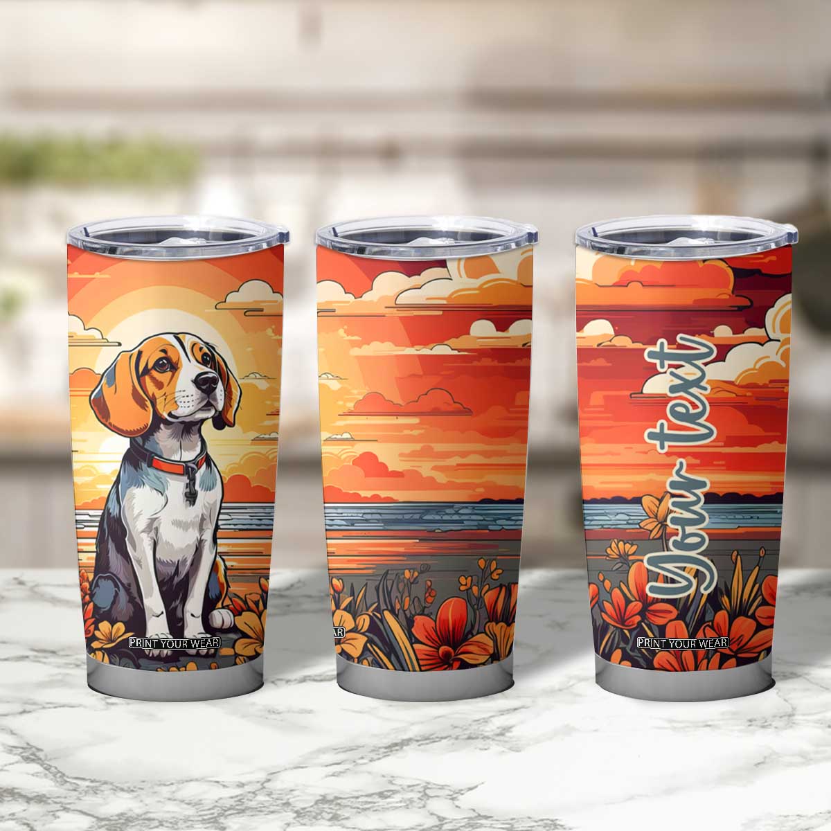 Retro Beagle Tumbler Cup Personalized TS04 Print Your Wear