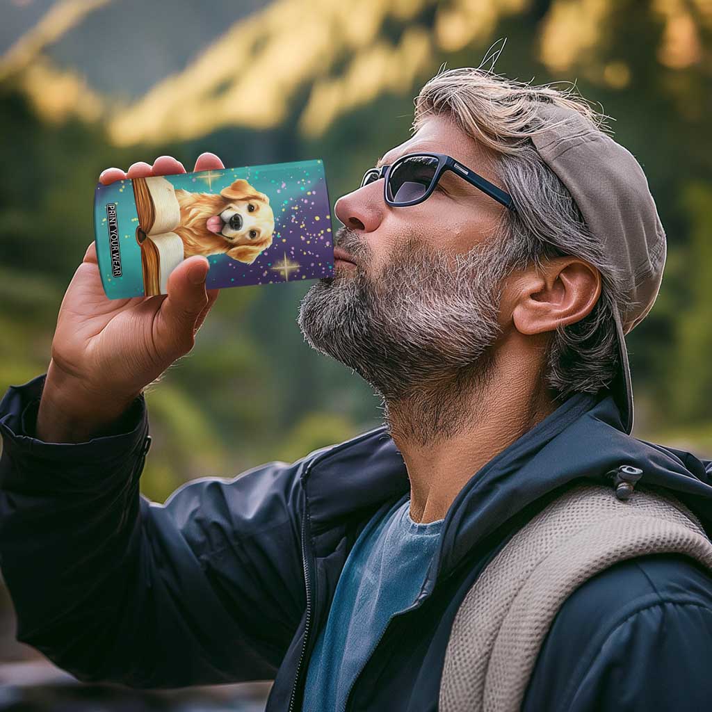 Cute Golden Retriever Reading Books 4 in 1 Can Cooler Tumbler Personalized TS04 Print Your Wear