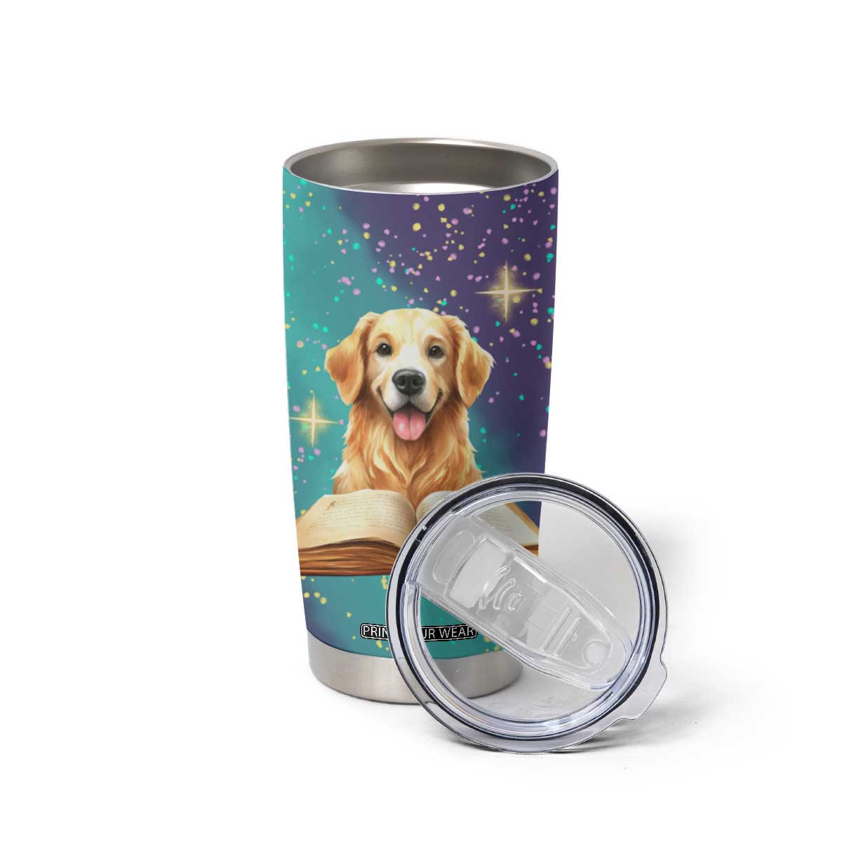Cute Golden Retriever Reading Books Tumbler Cup Personalized TS04 Print Your Wear