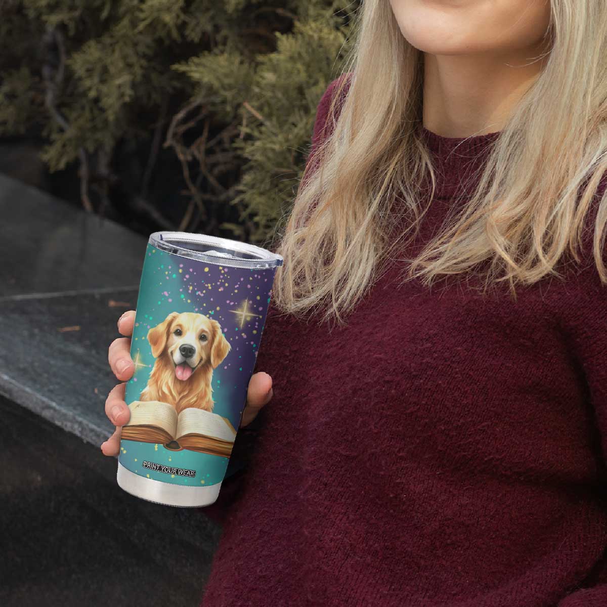 Cute Golden Retriever Reading Books Tumbler Cup Personalized TS04 Print Your Wear