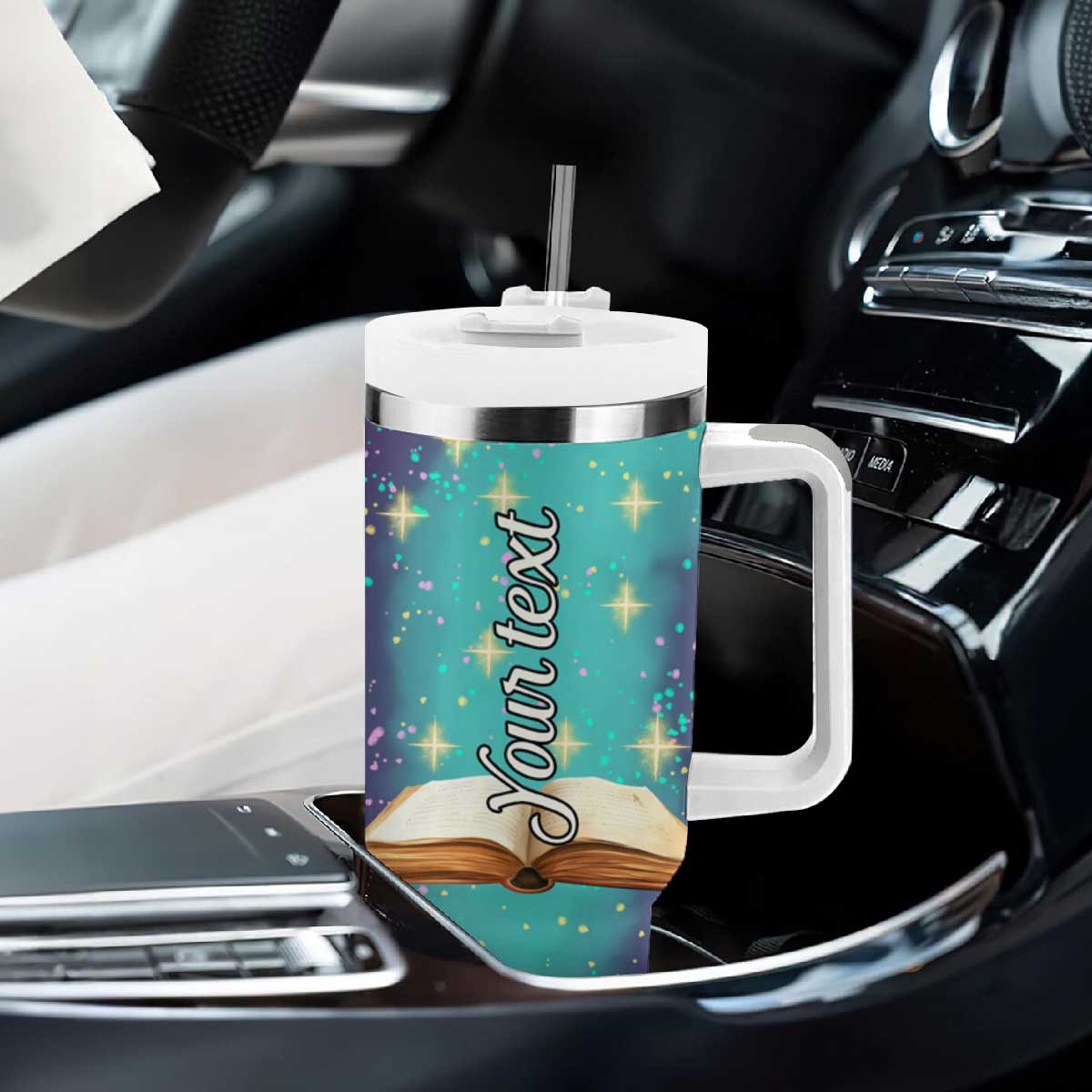 Cute Golden Retriever Reading Books Tumbler With Handle Personalized TS04 Print Your Wear