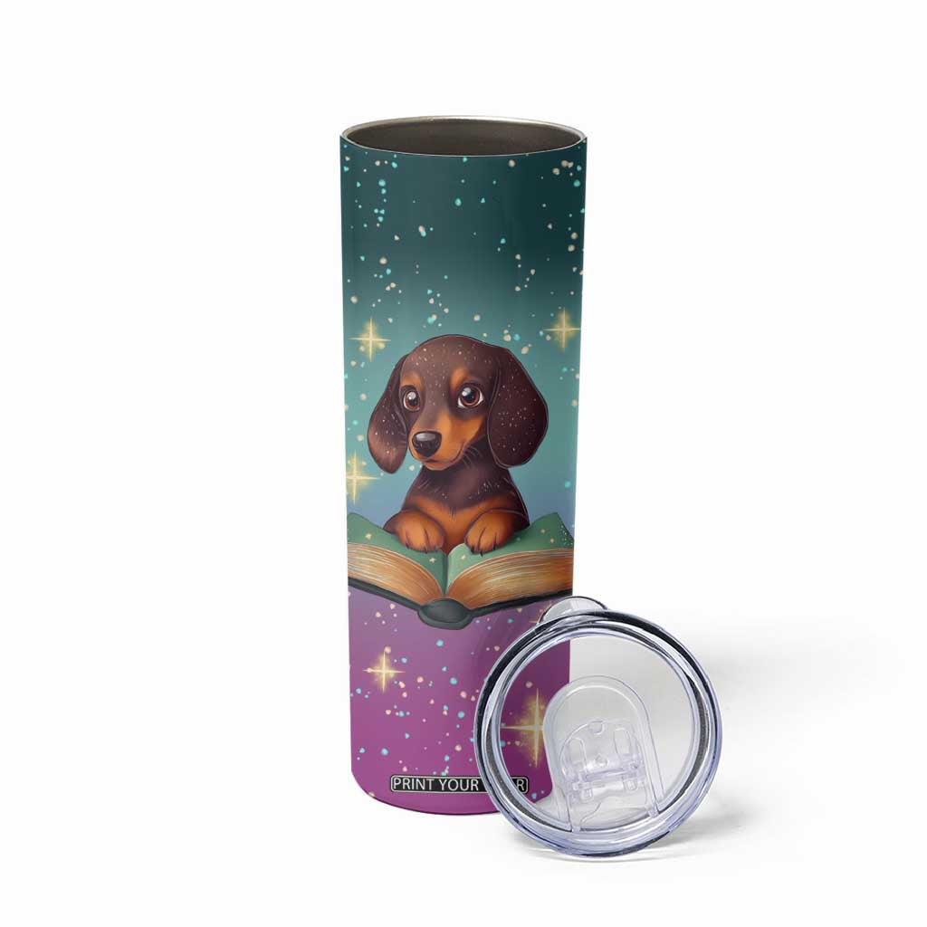 Cute Dachshund Reading Books Skinny Tumbler Personalized TS04 Print Your Wear
