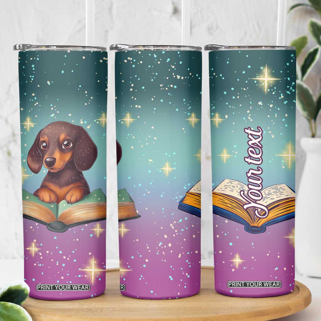 Cute Dachshund Reading Books Skinny Tumbler Personalized TS04 Print Your Wear