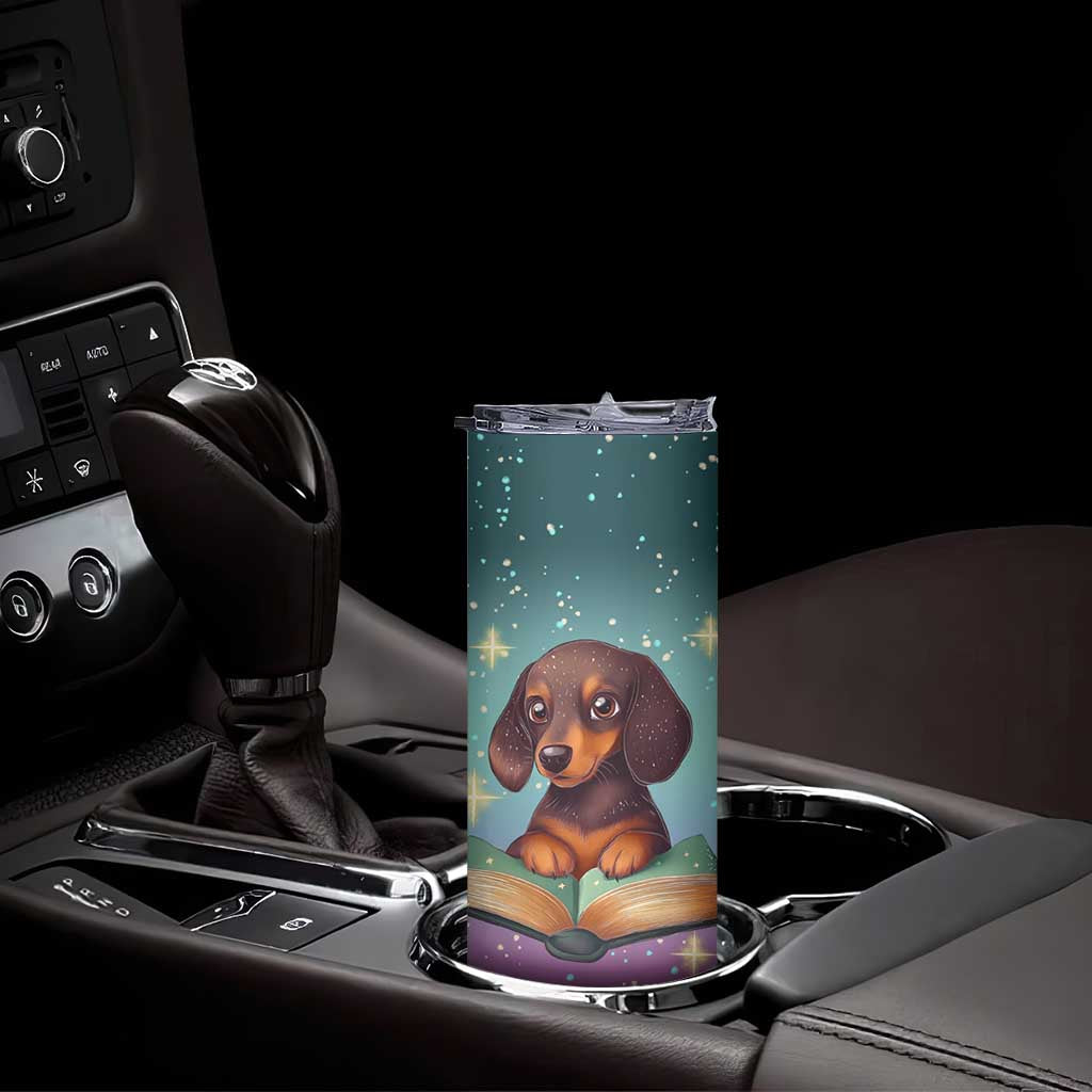 Cute Dachshund Reading Books Skinny Tumbler Personalized TS04 Print Your Wear