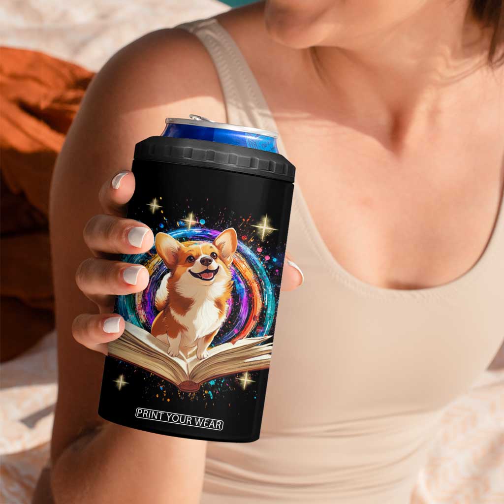 Cute Corgi Reading Books 4 in 1 Can Cooler Tumbler Personalized TS04 Print Your Wear